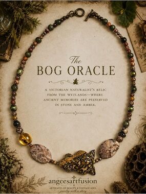 “The Bog Oracle”-OOAK Leopard Jasper Frog Necklace